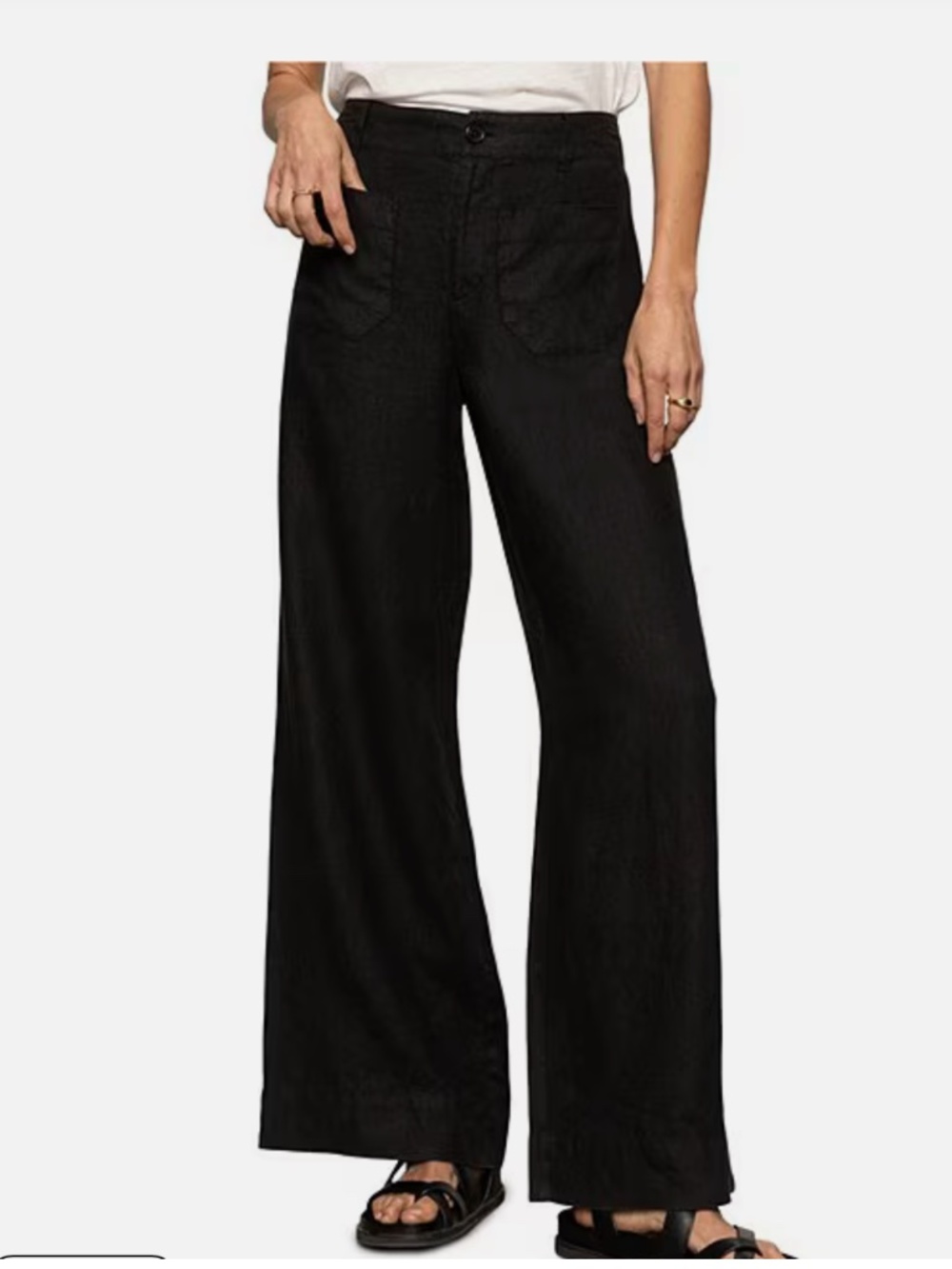 Sanctuary Marine Linen Sailor Black Wide Leg Pants New 28 - Picture 4 of 10